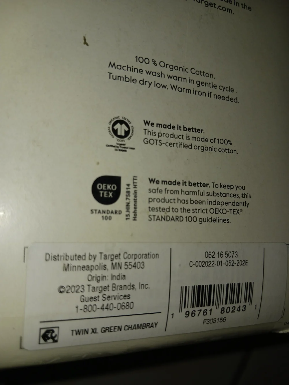 ✨️SEALED✨️ Threshold Organic Washed Percale Sheet Set Green Chambray